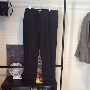 Black Fringe Hem Trousers